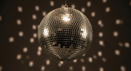 Obraz premium Classic shiny disco mirror ball glowing in a dark room.