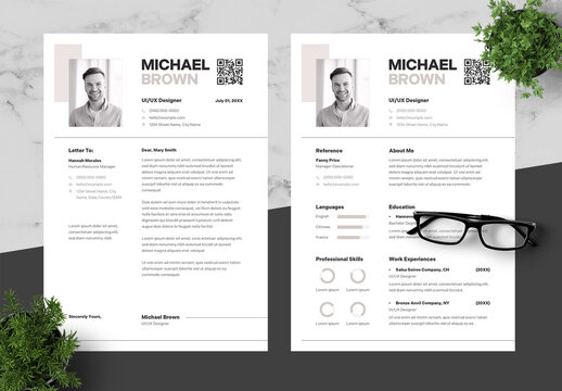 Beige And Black Cover Letter Resume