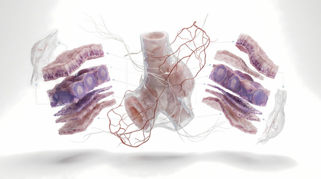 Abstract Biological Tissue And Blood Vessels 3D Render