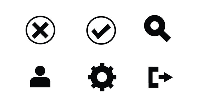 Essential web UI UX icon set with grid lines, interface symbols vector