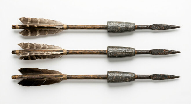 Trio of Rustic Handcrafted Traditional Arrows