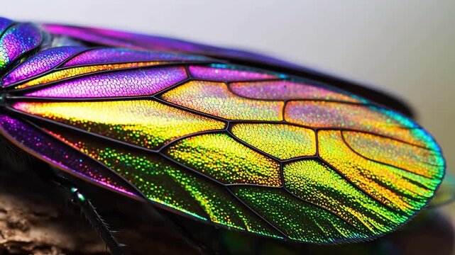Iridescent Insect Wings: Metallic Rainbow Patterns from Light Interference
