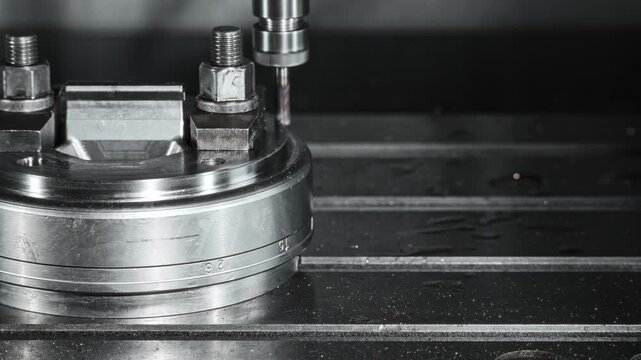 Machining Metal Rings With Precise Alignment. Industrial CNC Operation Involving Fixture And Spindle Control