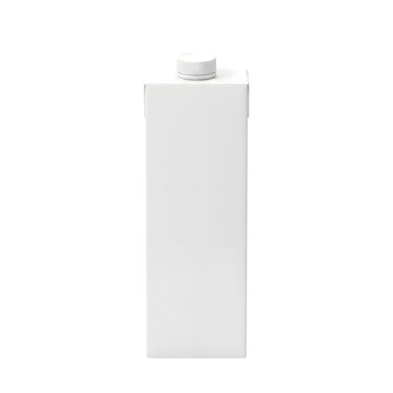 White tall carton box for liquid products on transparent background isolated on transparent background