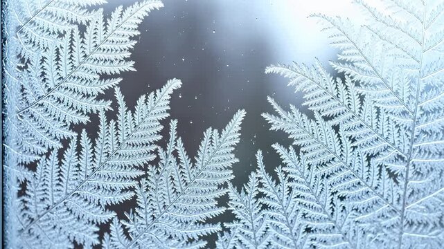 Frost Ferns: Ice Crystals Growing on Window Pane