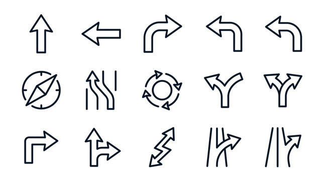 Collection of Road and Traffic Direction Symbols