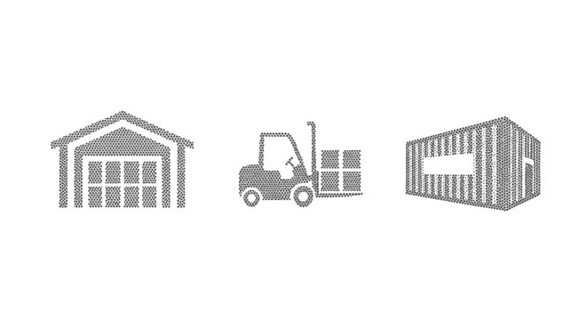 Logistics and Warehousing Industry Icons Collection Set.