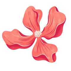 Abstract coral flower illustration with flowing petal forms and artistic grain texture. Decorative floral composition ideal for modern posters, feminine branding, social media graphics, and artistic b © Afghani