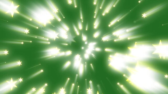 White glowing glittering star dust trail sparkling particles on green background, blinking retro vector star doodles, magic particle burst, shiny stars glitter and particles animation, 4K animation
