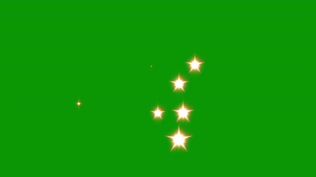 White glowing glittering star dust trail sparkling particles on green background, blinking retro vector star doodles, magic particle burst, shiny stars glitter and particles animation, 4K animation