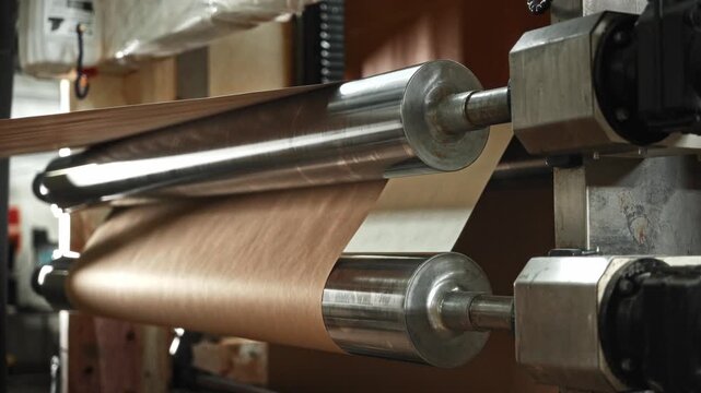 Industrial Paper Winding. Automated Kraft Paper Winding With Tension Control And Precise Alignment