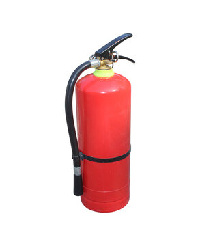 One Bright Red Portable Fire Extinguisher Isolated on Transparent Background