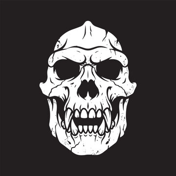 Menacing Ape Skull Skeleton Grunge Vector Art