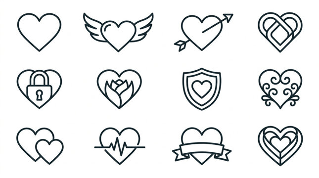 Collection of Sketch Style Heart Icons
