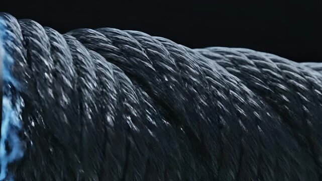 Closeup Macro Shot of Thick Dark Rope Texture.