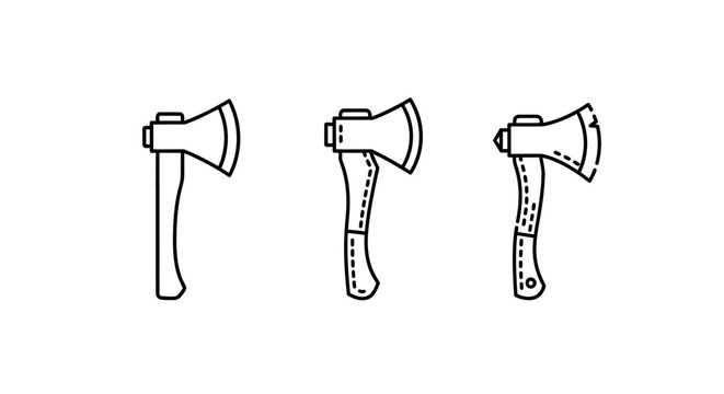 Three different styles of hand axes illustration outline.