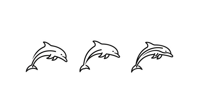 Playful cartoon dolphins jumping in sequence illustration.
