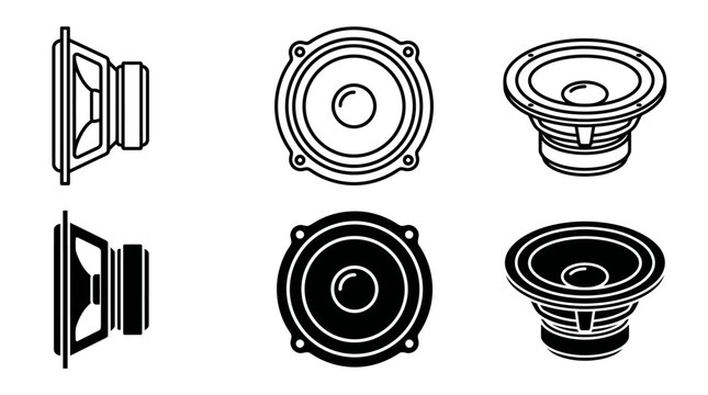 Vector graphic of speaker icons, representing audio equipment