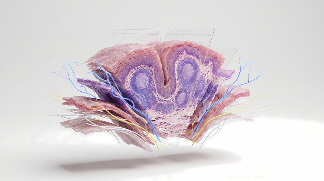 Microscopic View of Skin Cross-Section with Blood Vessels