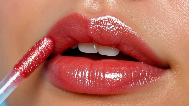 Lustrous Liquid Lip Gloss Application