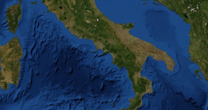 Capri on Globe. Zoom into the island with Earth spinning in space. High detail physical world map with Capri on it. Elements of this image furnished by NASA.
