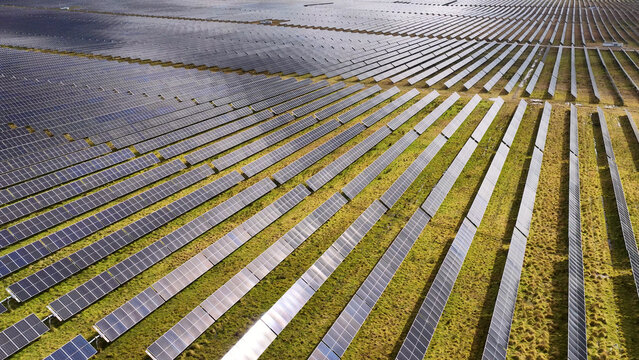 Aerial View of Expansive Solar Panel Array in Armidale Australia