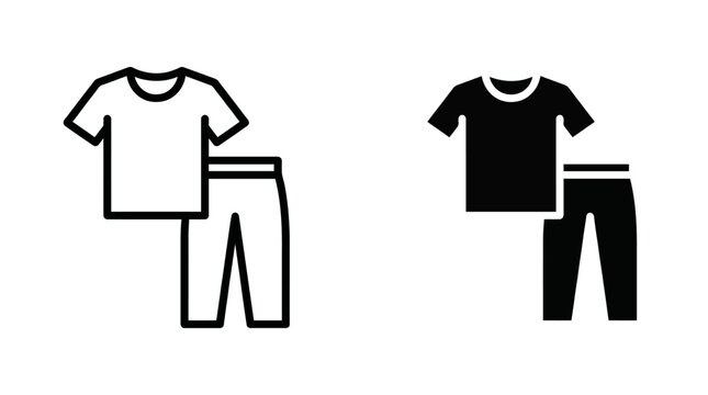 Simple clothing set icon for casual apparel, sleepwear, or loungewear concepts
