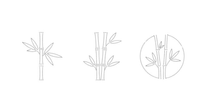 Minimalist bamboo plant line art illustration set.