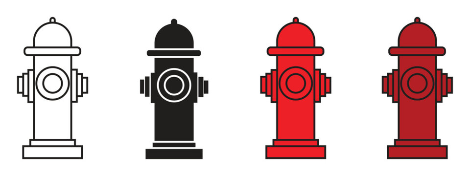 Fire Hydrant Icon Vector Set