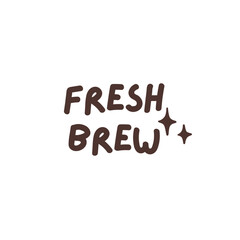 Obraz premium Fresh Brew Colorful Doodle Text Hand Lettering Coffee Typography