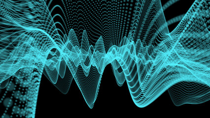 abstract motion wave blue dots with glowing defocused particles background 4k video  © Binita