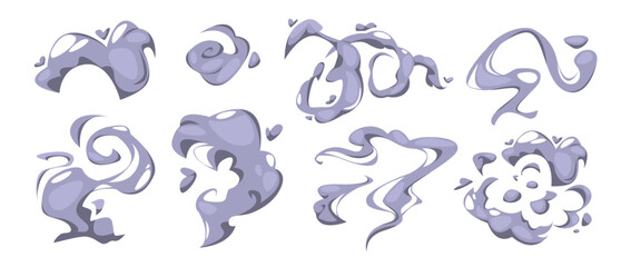 Manga smoke effects with dynamic cloud bursts and cartoon vector elements. Speed comic dust trails - powerful motion graphics. Anime wind and fire elements with explosive energy illustration. © vectorpouch
