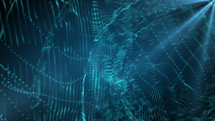 abstract motion wave blue dots with glowing defocused particles background 4k video  © Binita