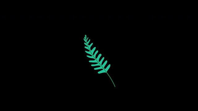 Glowing green fern leaf isolated