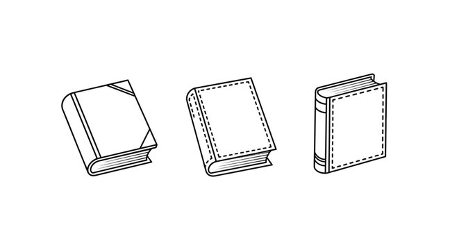 Three different book binding styles illustration line art.