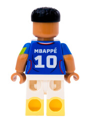 Obraz premium Dortmund - Deutschland 28. mai 2026 - Lego Minifigure Fussballer Kylian Mbappé mit der Rückennummer 10