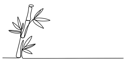 Continuous single line drawing of a bamboo plant stalk © BipulChandra