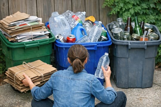 A person sitting near a pile of discarded beer bottles, great for representing waste or party aftermath