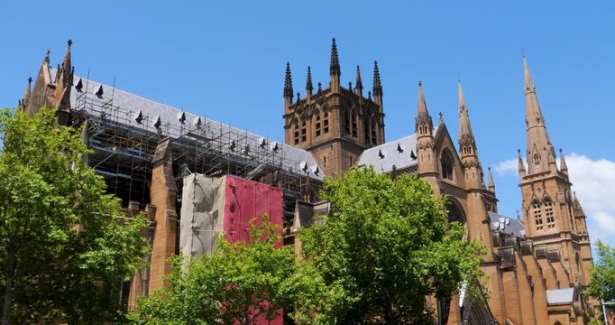 Gothic style architecture of St Mary's Cathedral from Sydney, Australia.