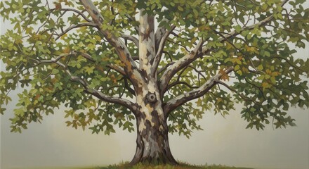 Fototapeta premium Beautiful painting of a majestic old tree with spreading branches.