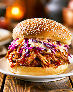 Pulled Pork Burger With Coleslaw &ndash; AI Generative