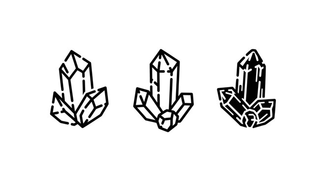 Illustrated geometric crystal gemstones in three unique styles.