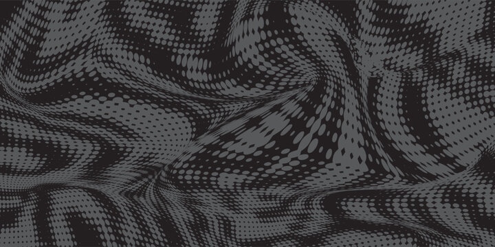 Background with irregular, chaotic dots, points, circle. Abstract monochrome pattern. Black and white color.
