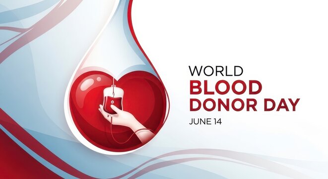 World blood donor day illustration with red blood drop