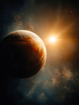 Planet Sunrise in Deep Space &ndash; AI Generative