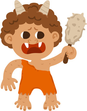Cartoon Giant Holding Club Fairy tale Cartoon Illustration