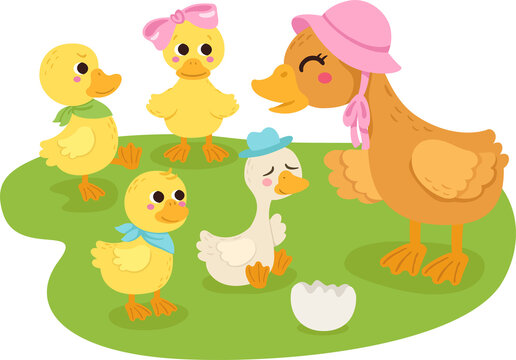 Ugly Duckling Fairy Tale Cartoon Illustration