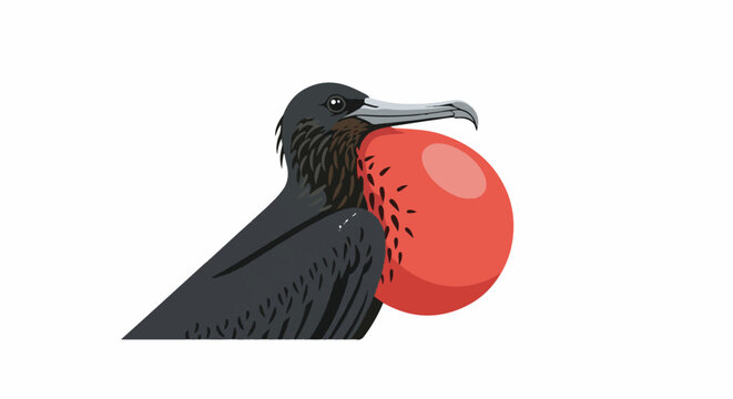 Dark seabird with inflatable red throat sac