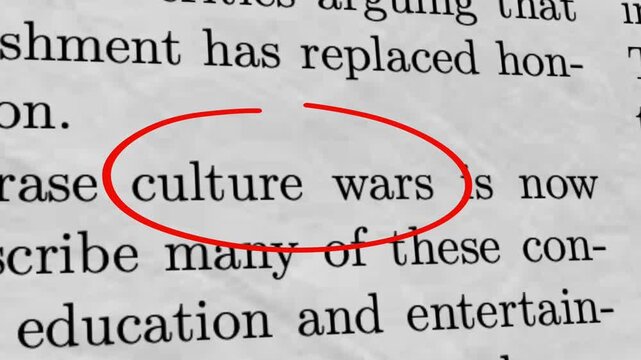Culture Wars Highlighted in Newspaper Article Politics and Social Debate Concept