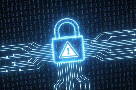 Digital security lock with binary code background